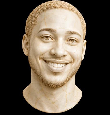 Marble statue portrait of Gabriel Rodriguez